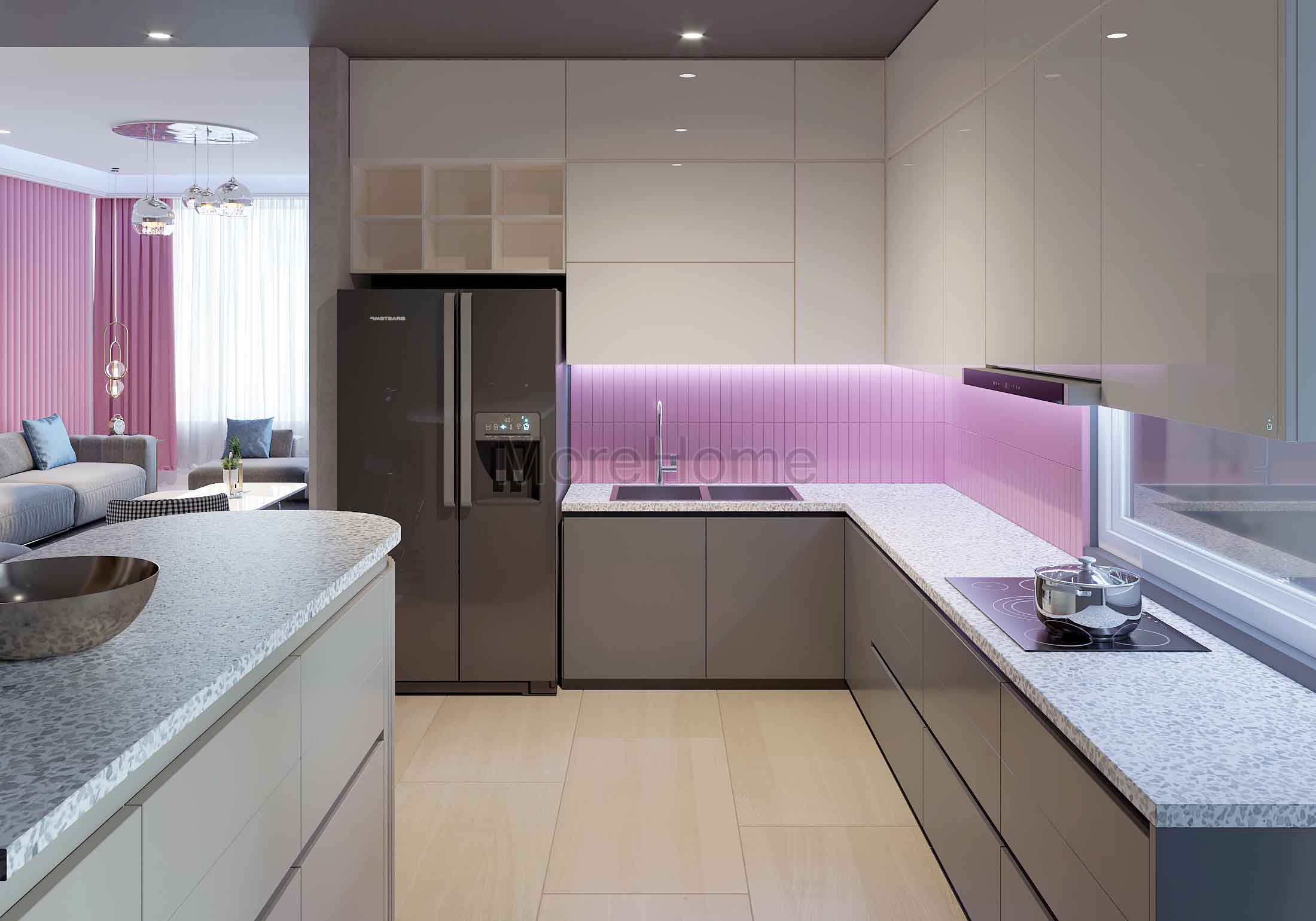 Thiết kế nội thất phòng bếp chung cư phong cách hiện đại, trẻ trung Thiết kế nhà bếp tiện nghi