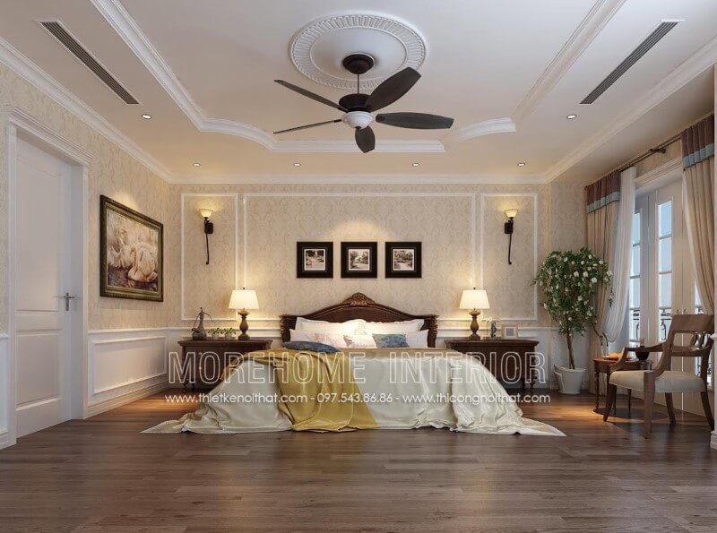 Giường ngủ gỗ óc chó tân cổ điển