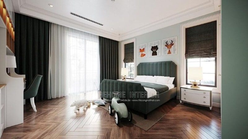 Bộ tranh canvas hình ảnh các con vật đáng yêu tạo điểm nhấn sinh động cho phòng con.