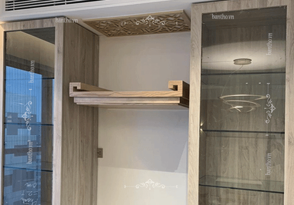 Mẫu thiết kế bàn thờ phù hợp cho chung cư theo lối khá đơn giản nhưng vẫn có tính thẩm mỹ