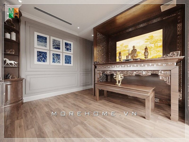 Mẫu thiết kế nội thất phòng thờ gia tiên đẹp và sang trọng cho biệt thự, nhà phố, chung cư.