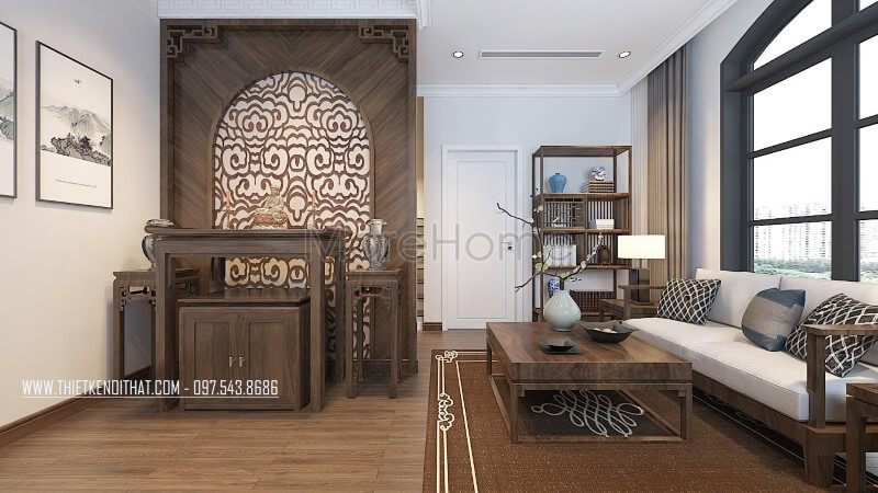 Mẫu tủ thờ gỗ tự nhiên cao cấp cho phòng ngủ nhà phốbiệt thự
