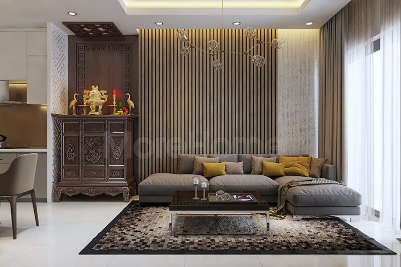 Mẫu tủ thờ gỗ sồi đẹp với thiết kế hiện đại, cùng hoa văn đơn giản mang đến vẻ đẹp cho không gian gia đình bạn.