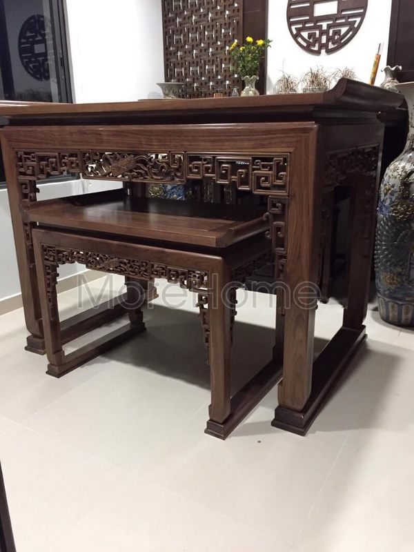 Thiết kế bàn thờ tủ thờ gỗ óc chó truyền thống đáp ứng nhu cầu tâm linh thờ phật, thờ gia tiên với kích thước phong thủy phù hợp với tuổi của gia chủ