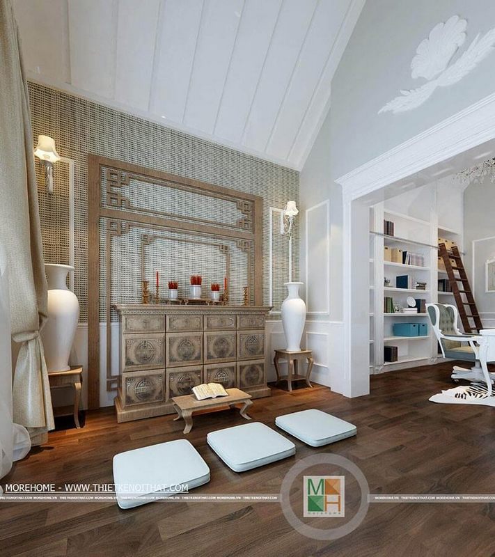 Mẫu tủ thờ gỗ tự nhiên, với họa tiết tỉ mỉ, ấn tượng cho chốn linh thiêng